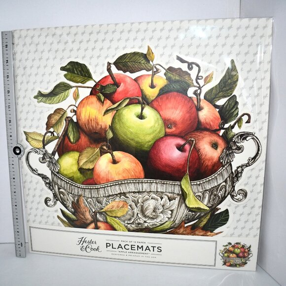 Hester & Cook 12 Die-cut Apple Arrangement Placemat 15.9" x 14.5" NWT Details: P - Picture 2 of 4